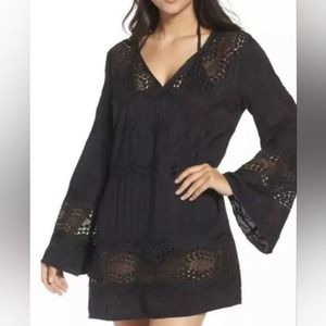 La Blanca black crocheted lace coverup dress size‎ large